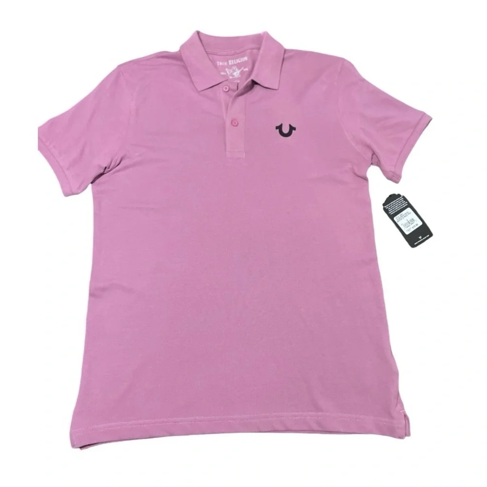 NWT True Religion Men's Designer Cotton Logo Polo MAUVE ORCH